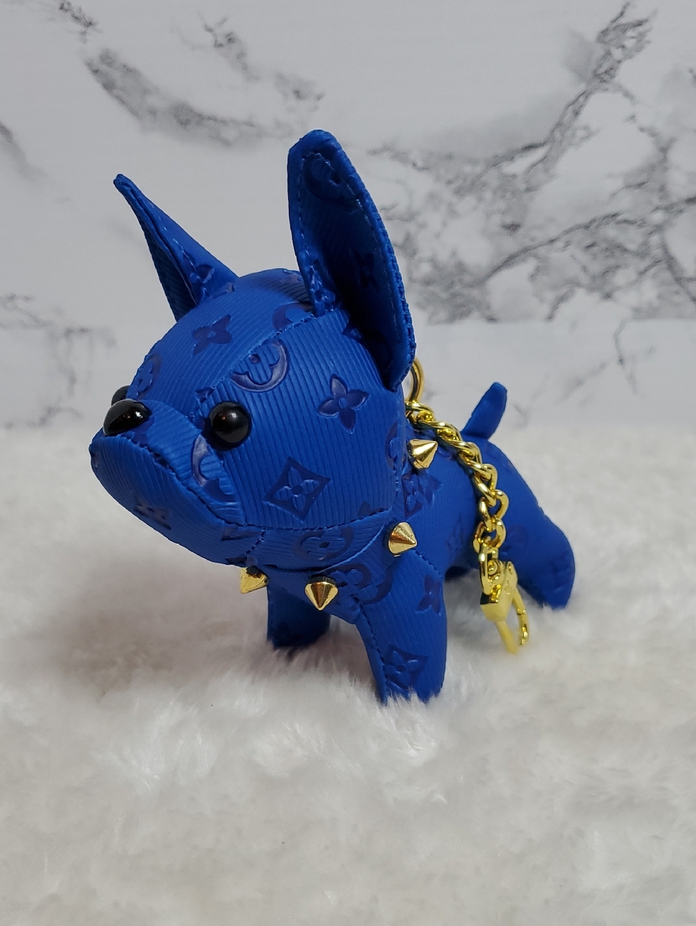 Royal Blue Designer-Style French BullDog Keychain Bag Charm NWT